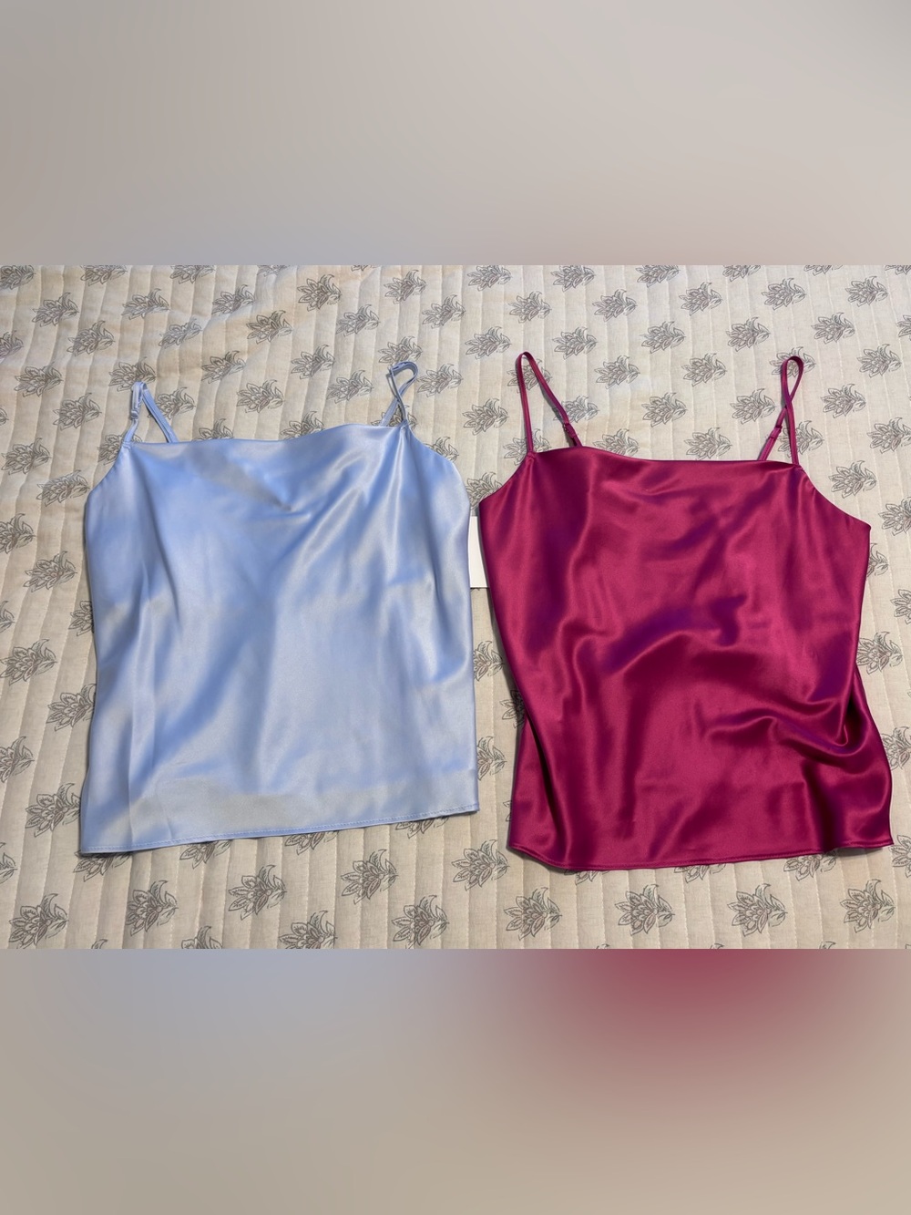 Pair of NEW Nine West Satin Camisoles in Light Blue and Fuchsia